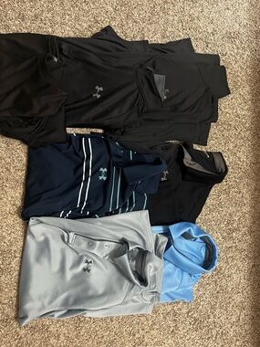 Under Armour Men's Polo & Performance Tops - Black, Navy, Gray, Blue, 3 long,